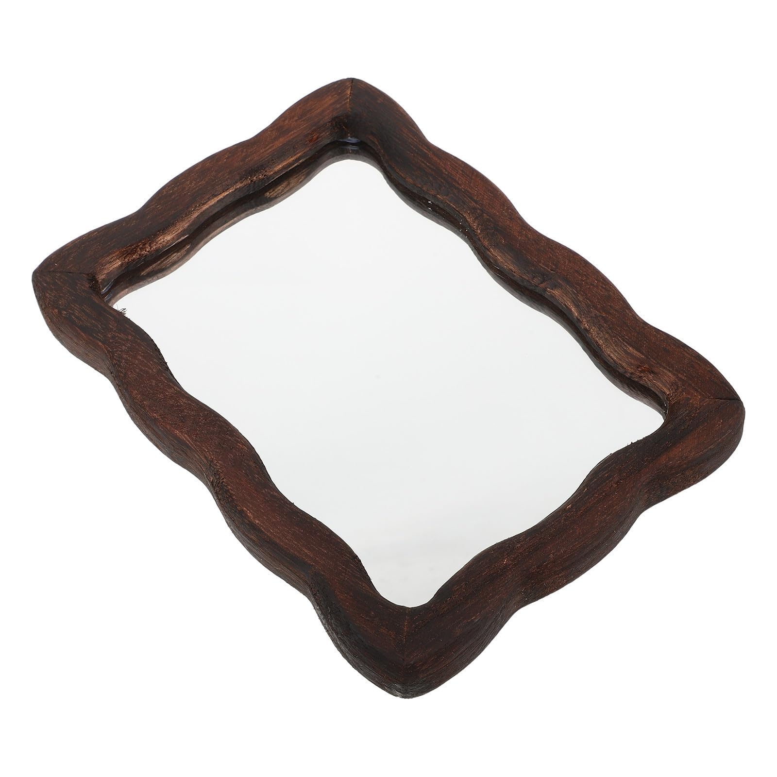 Miroir de maquillage design rétro mural bois ondulé élégant