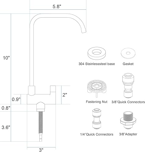 Miniatura 5 de Grifo de filtro de agua, grifo de agua potable de ósmosis inversa, grifo giratorio plegable para ventana de apertura interior, barra de cocina,