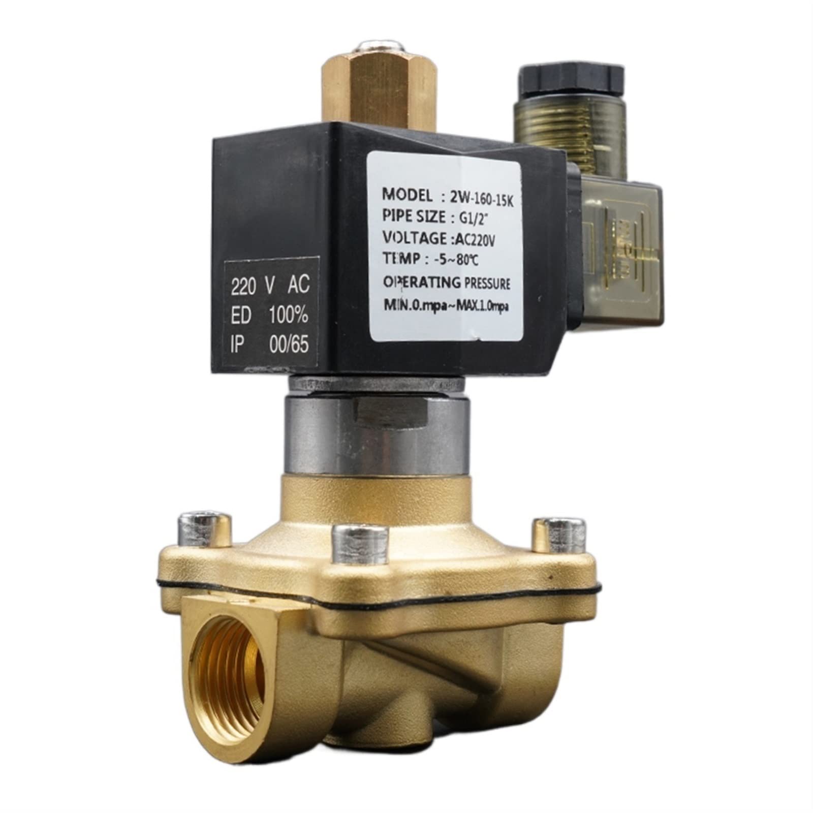 HDPHCRIUN Solenoid Valve 1/4quot; 3/8quot; 1/2quot; 3/4quot; Normally Open, Brass Water, 220V 24V 1Pcs(AC220V-VITON,1 Inch)
