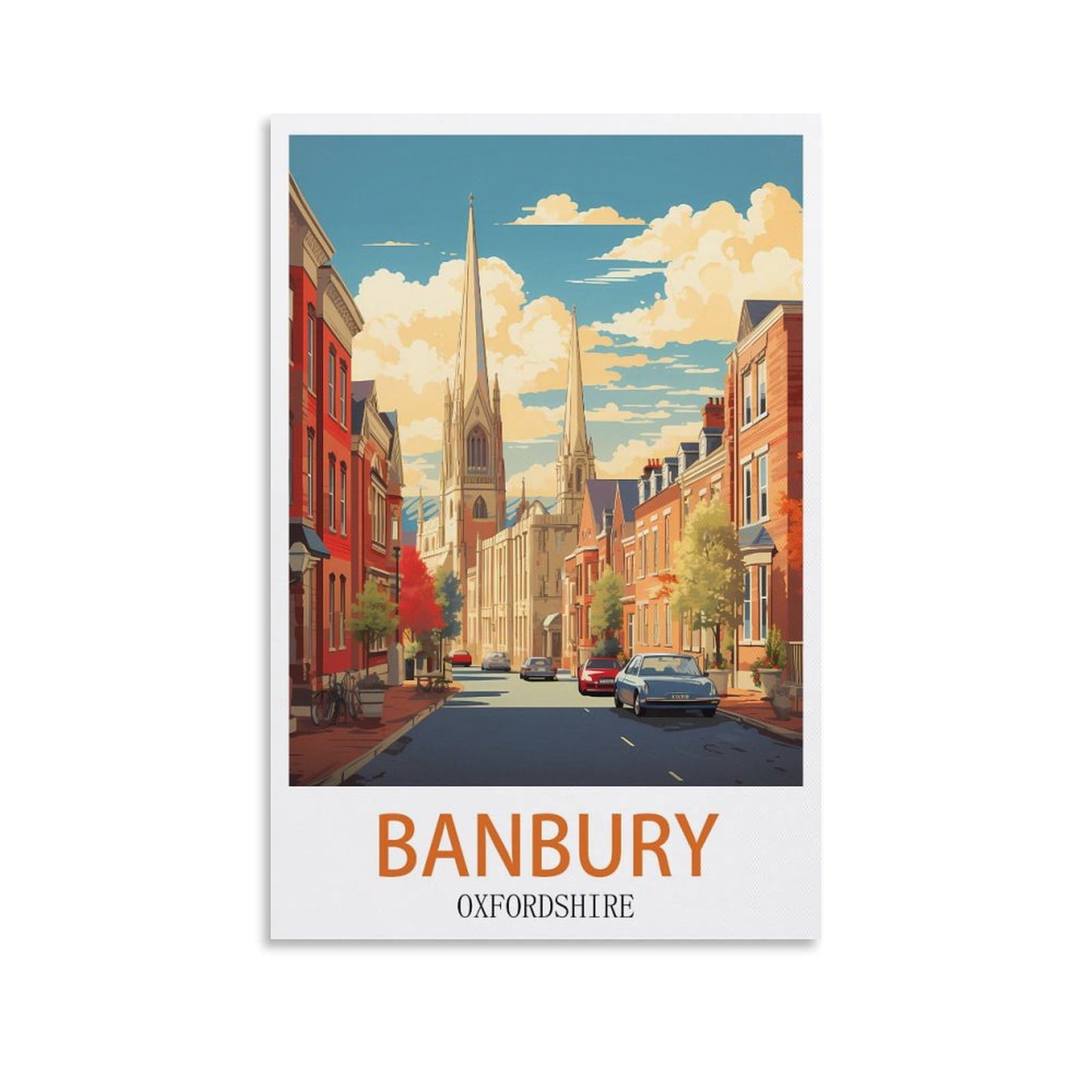 Banbury Oxfordshire Vintage Travel Posters 24x36inch(60x90cm) Canvas Art Poster And Wall Art Picture Print Modern Family Bedroom Decor