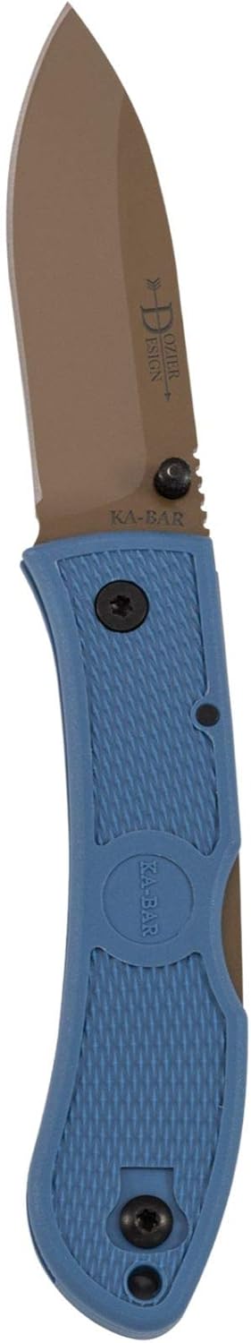 KA-BAR Dozier Pocket Knife 3" Drop Point D2 Tool Steel Gray Blade Zytel Handle Blue