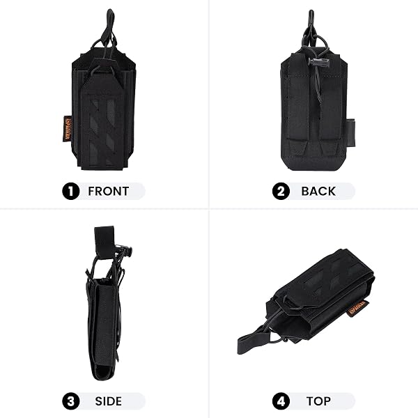 EXCELLENT ELITE SPANKER Tactical Molle Radio Pouch Nylon Adjustable Walkie Talkie with Elastic Cord Radio Holster for Police Security Rescue - 4