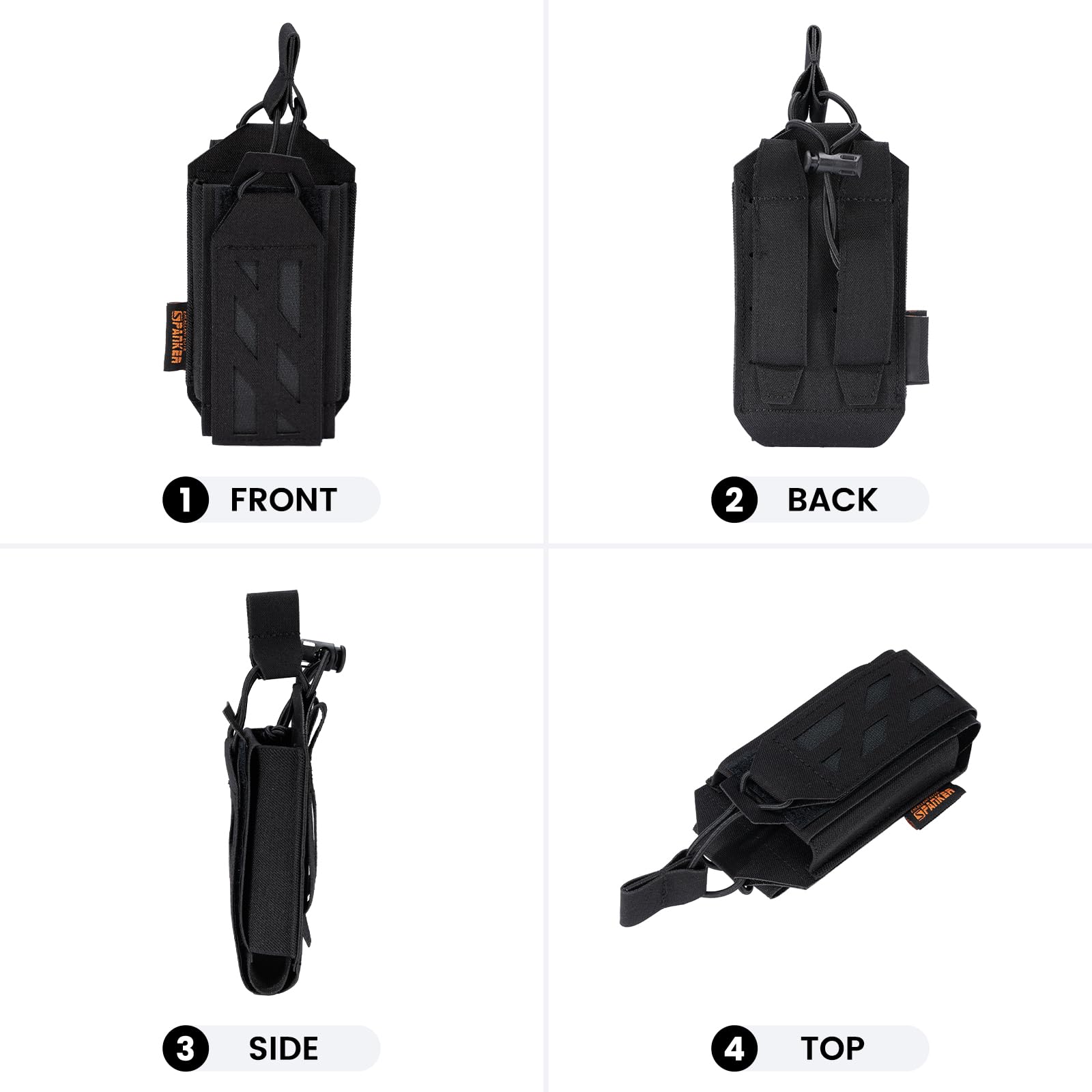 EXCELLENT ELITE SPANKER Tactical Molle Radio Pouch Nylon Adjustable Walkie Talkie with Elastic Cord Radio Holster for Police Security Rescue — view 4