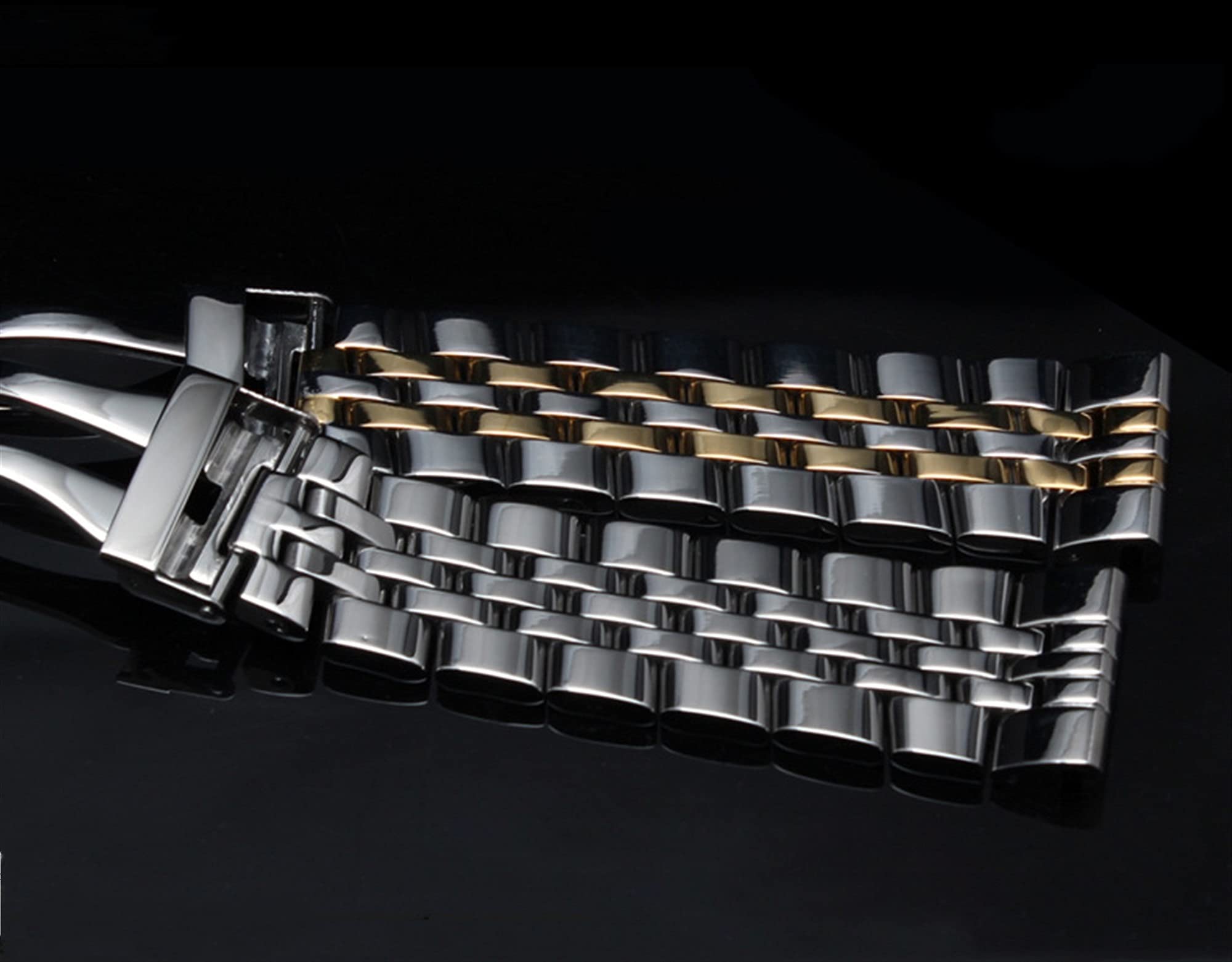 Uhrenarmband aus 316L-Edelstahl, massives Metallarmband für Herrenuhr mit Schnellverschluss, 22 mm, 24 mm