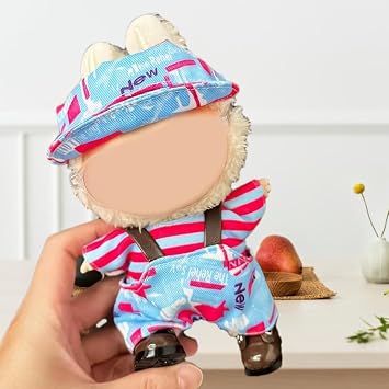 dollbie 4 Sets Kawaii Doll Clothes for 17cm Plush Dolls - Dress Up Clothing Set Replacement Trendy Outfit Collection Fits 6.7 Inch Mini Dolls (No Doll No Glasses)