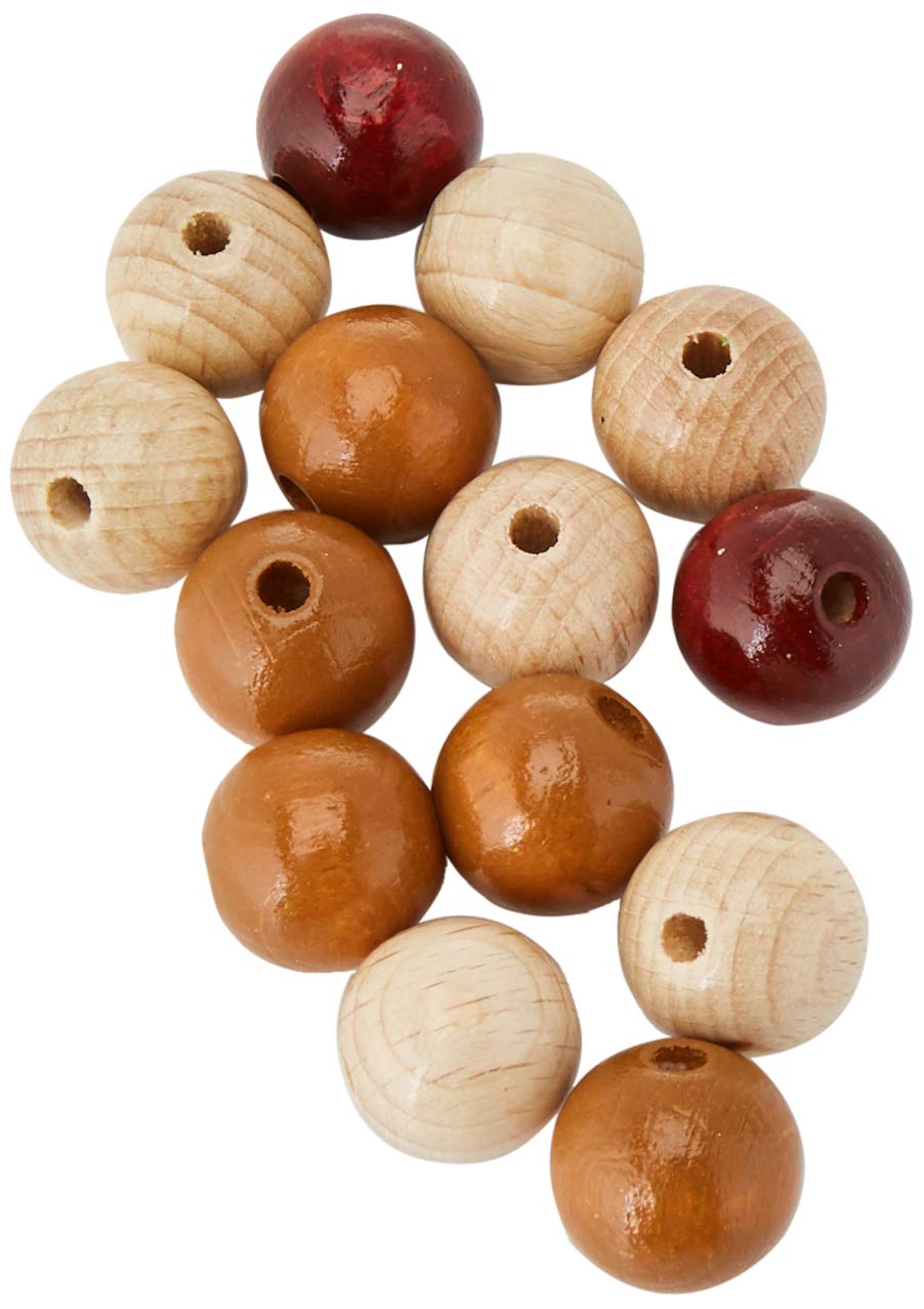 GlorexWooden beads 14 pieces brown mix, Wood, 15mm (145St)