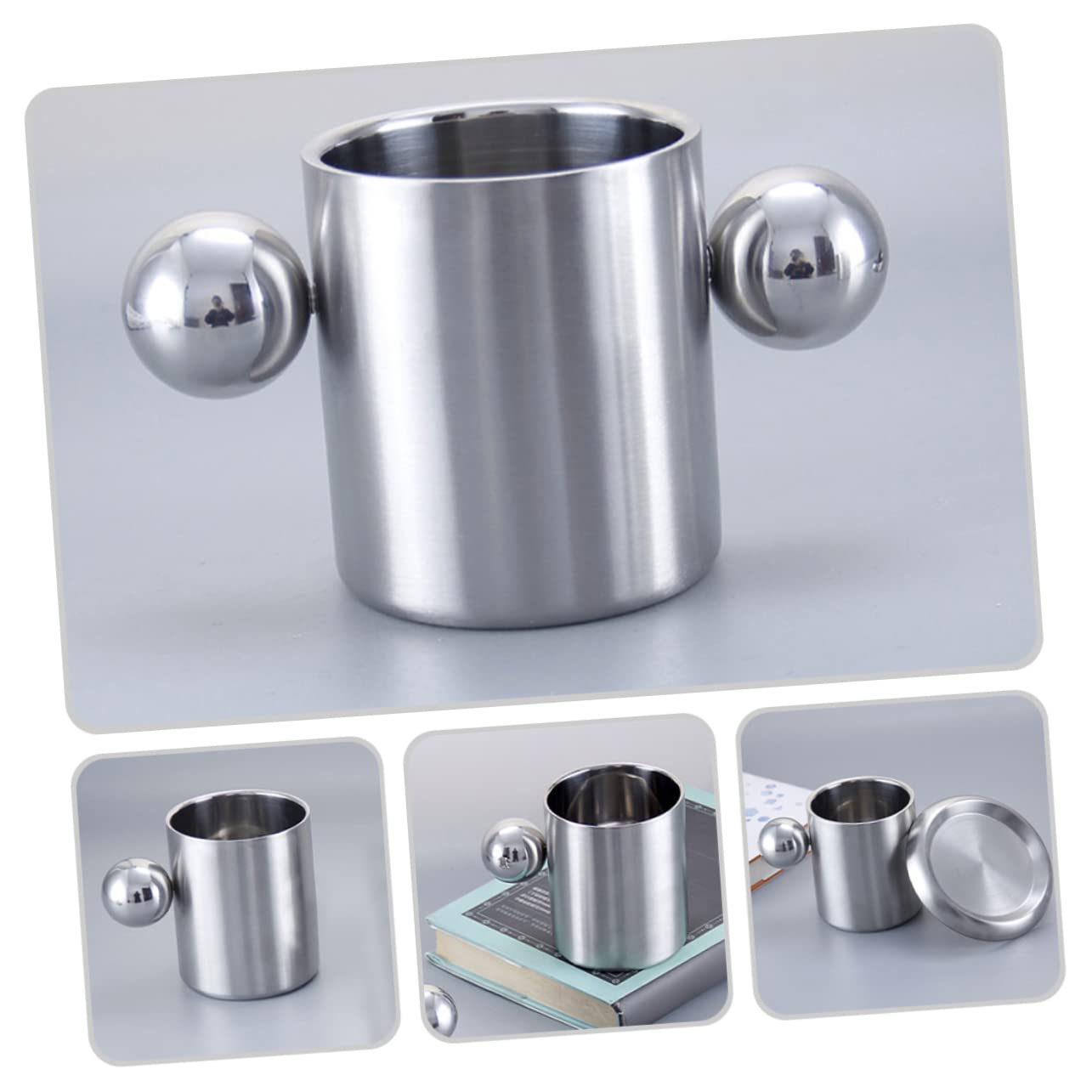 Abaodam 2 Stück Doppelwandiger Becher Aus Edelstahl Wanderwasserbecher Mit Camping Trinken Lager Tassen Kaffeetassen Wasserbecher Aus Edelstahl Trinkbecher Rostfreier Stahl