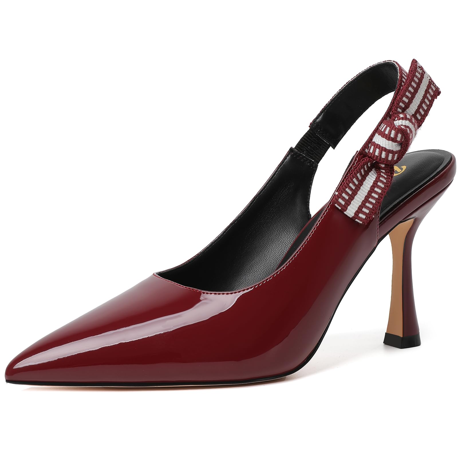 RIBONGZ Sexy Slingback Pumps Elegant Dressy Heels for Women Closed Toe Pointy High Heels Wedding Bride Prom Party Evening Shoes