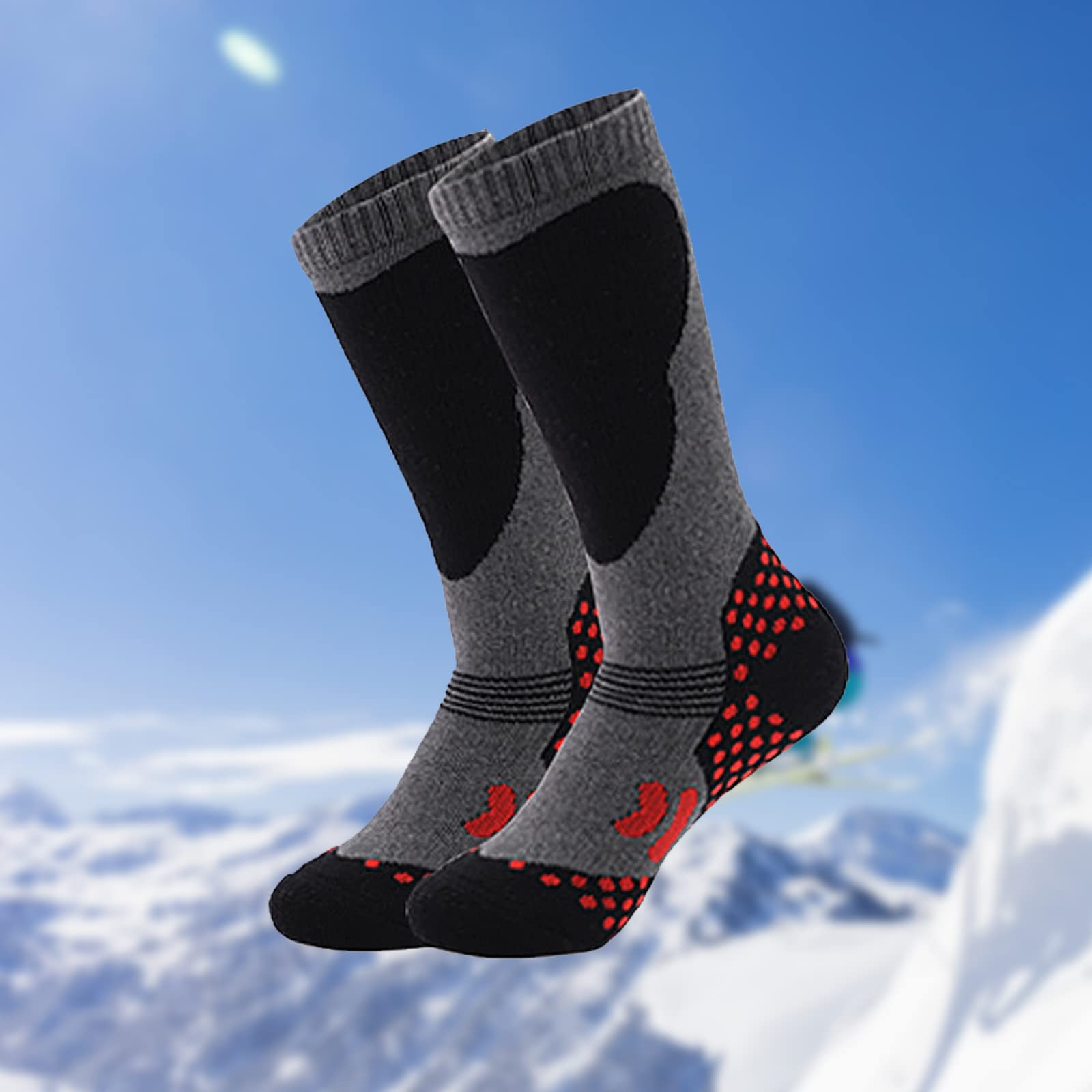1 Paar Skisocken Kinder Unisex Baumwolle Skistrümpfe Kinder Thermosocken Kinder für Jungen Mädchen,Dicke Verstärkte Kniestrümpfe Winter Sportsocken für Kinder Active Kniehoch Bunt Warm zum Skifahren