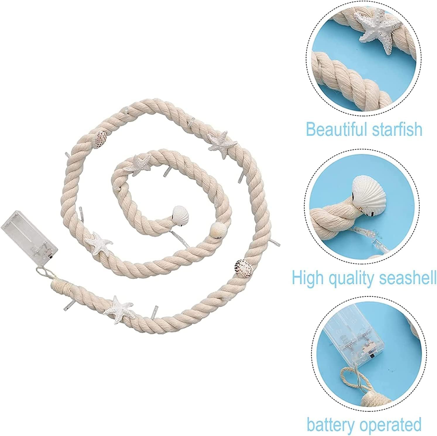 Stelle Luminose Cameretta Catena Luminosa A LED, 2 Pezzi, Con Conchiglia, 15 LED, Con Stelle Marine, Per Natale, Feste, Matrimoni, Giardino, 1,5 M (batteria Non Inclusa Tema Mare