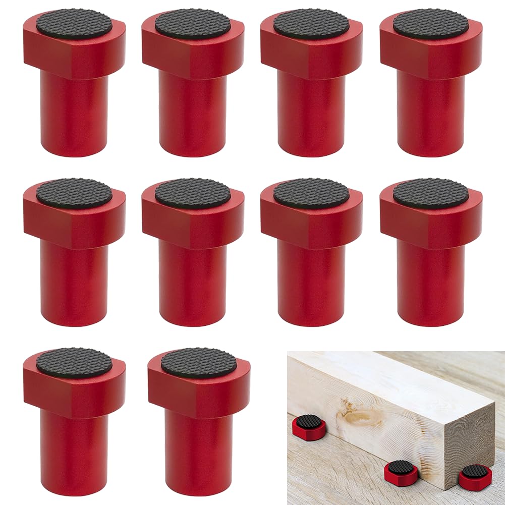 12 Stück Aluminiumlegierung Bankhaken 19 mm, Bank-Hundeklemme Holzbearbeitungstisch Spannbacken Werkbank Positionierung Hobelstopfen Hunde-Klemme Hobelbank Zubehör (Rot)