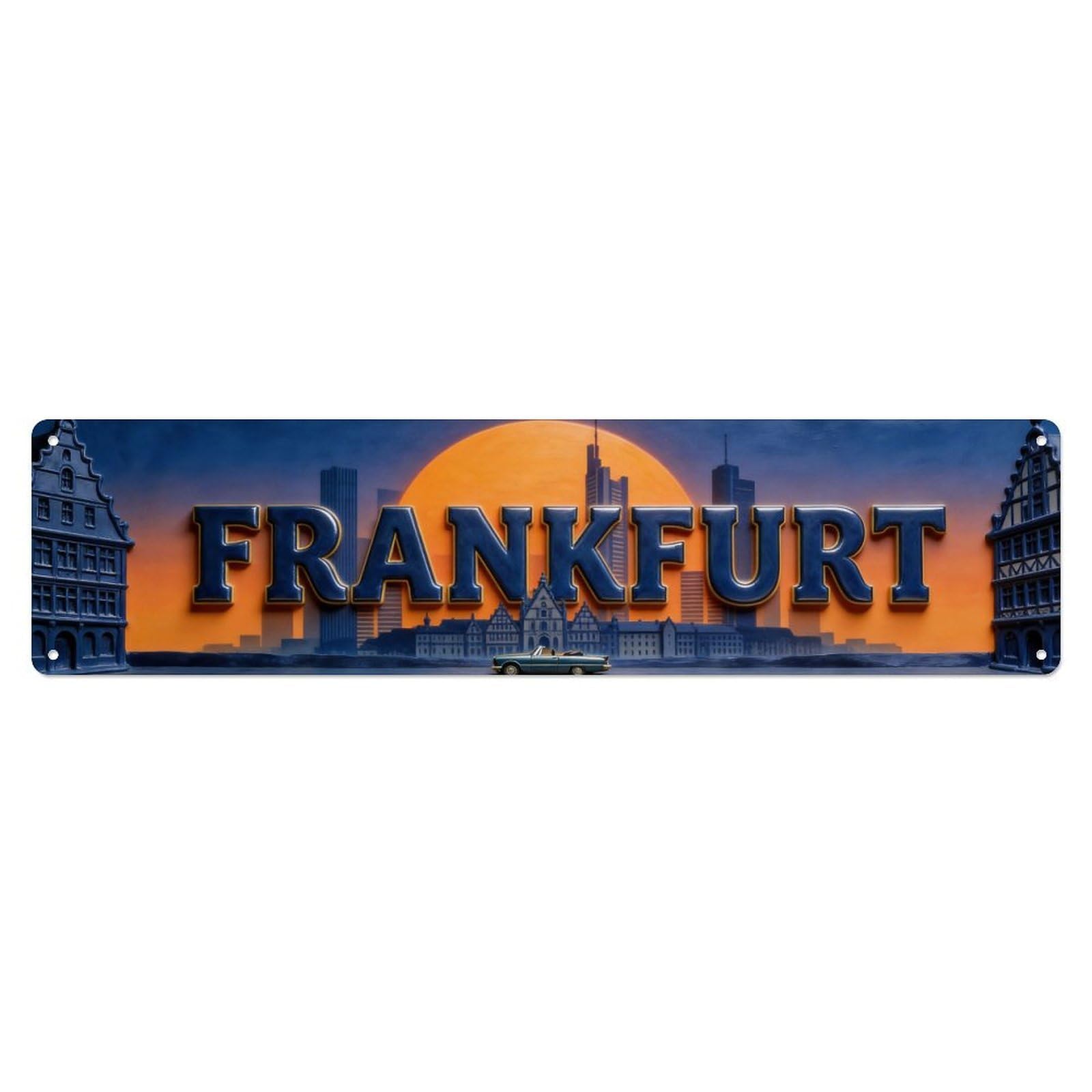 Metal Tin Sign Frankfurt Germany Vintage