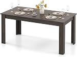 63“ Large Dining Table for 4-6 People, Rectangular Dining Room Table, Wooden Kitchen Table with L-Shaped Legs, Modern Farmhouse Dinette Table for Restaurant, Living Room, Family