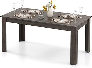 63“ Large Dining Table for 4-6 People, Rectangular Dining Room Table, Wooden Kitchen Table with L-Shaped Legs, Modern Farmhouse Dinette Table for Restaurant, Living Room, Family