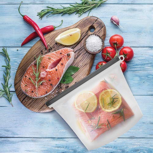 7 Pack Reusable Silicone Food Bags 3x50oz & 4x30oz- Silicone Food Storage Bag - Silicone Bags Reusable for Sous Vide - Microwave - Dishwasher Safe