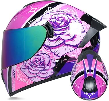 Full Face Motorcycle Helmet DOT Approved Motorbike Moped Street Bike Racing Crash Helmet, Men and Women
