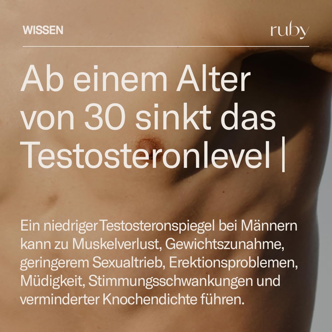 ruby für ihn - Maca-Komplex - mit hochdosiertem Tribulus Terrestris, Maca, Zink & L-Arginin - Pflanzenextrakt - 60 Stück – Vegan