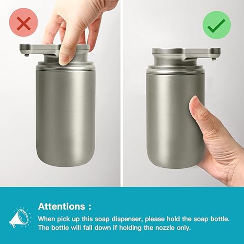 Miniatura 9 de Dispensador automático de jabón de acero inoxidable sin contacto dispensador de jabón espumoso para baño, bomba de jabón de manos recargable