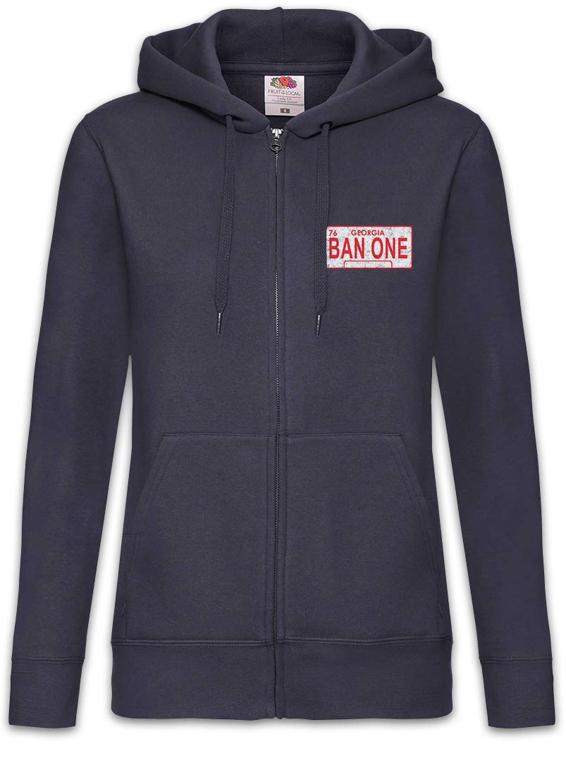 Urban Backwoods Ban One Sign License Plate Felpa da Donna con Cappuccio Zip Hoodie Zipper
