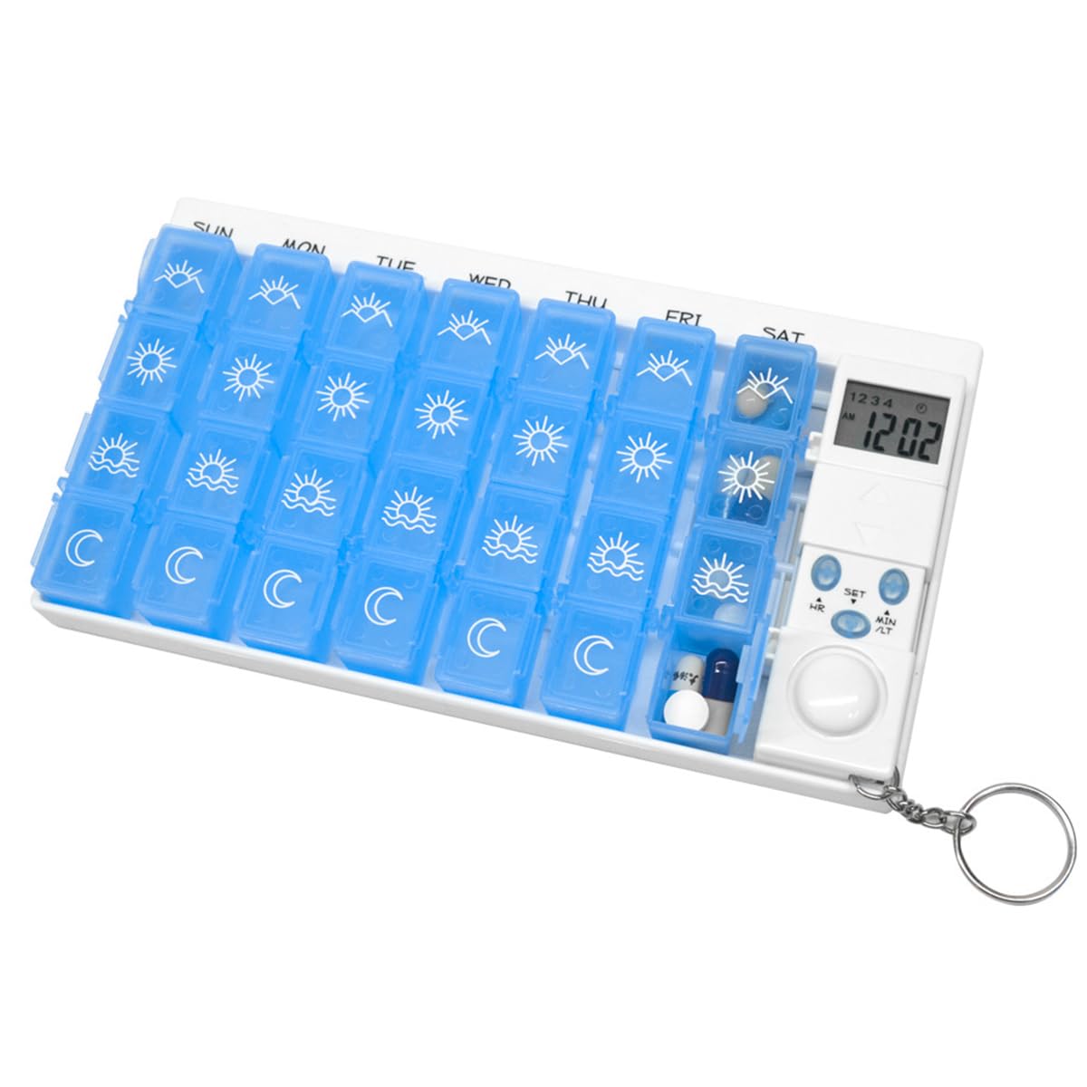 Pilulier distributeur de pilules Pilulier rappel 7 jours 28 grilles Pilulier électronique minuterie pour patients âgés voyageurs