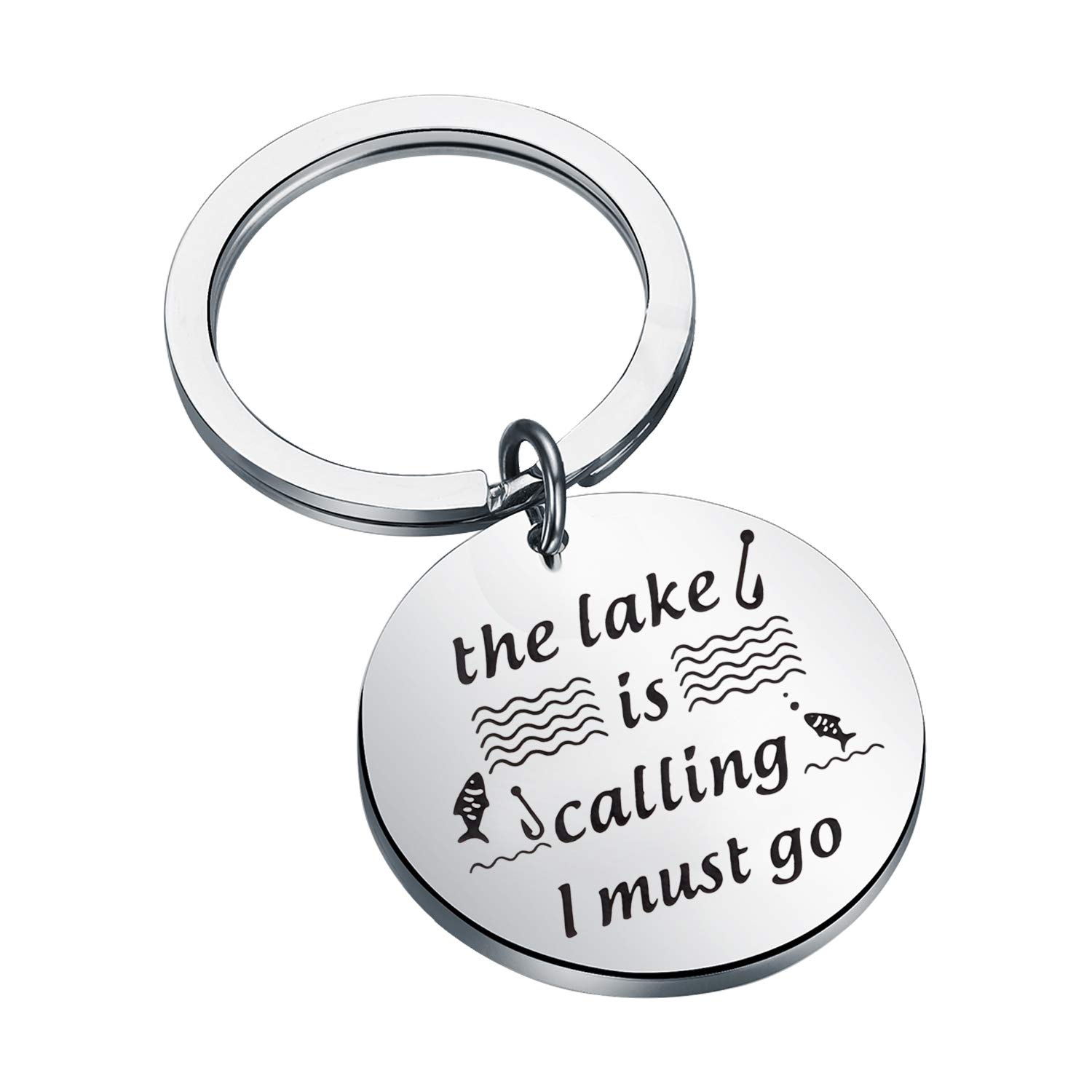 BAUNA Lake Keychain Lake Lover Gifts The Lake Is Calling I Must Go Lake Camper Gifts