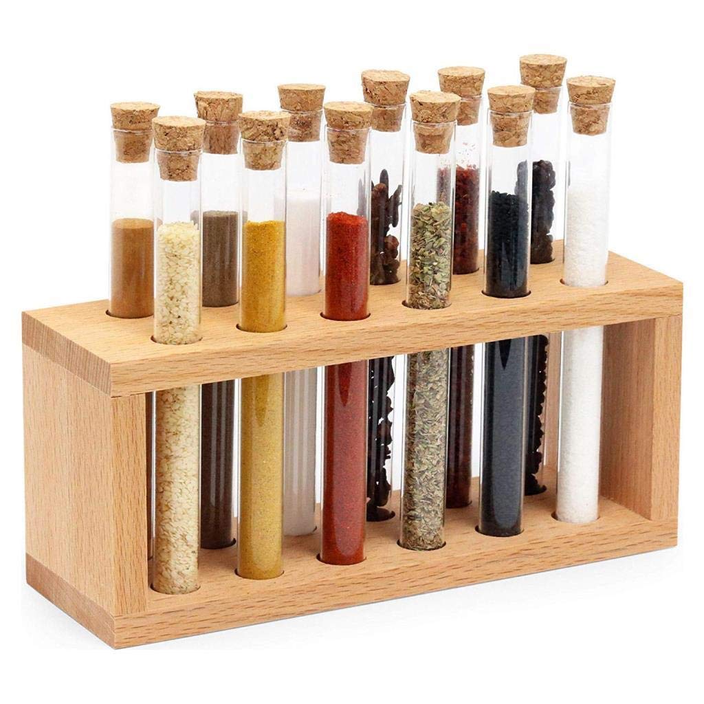 Chemistry Rack Set With 12 Test Spice Tubes With Natural