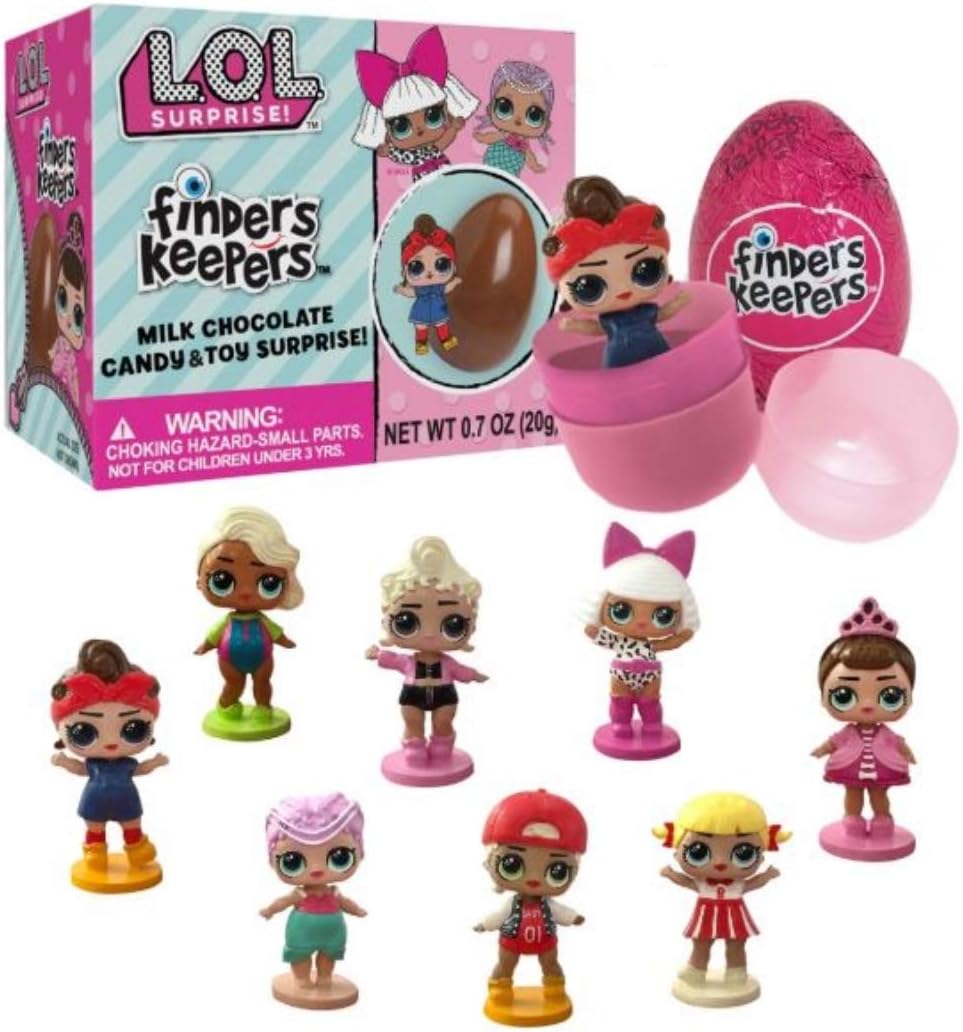 LOL Suprise Finders Keepers Chocolate Eggs with Surprise Collectible Figurine Included in Box, Pack of 3