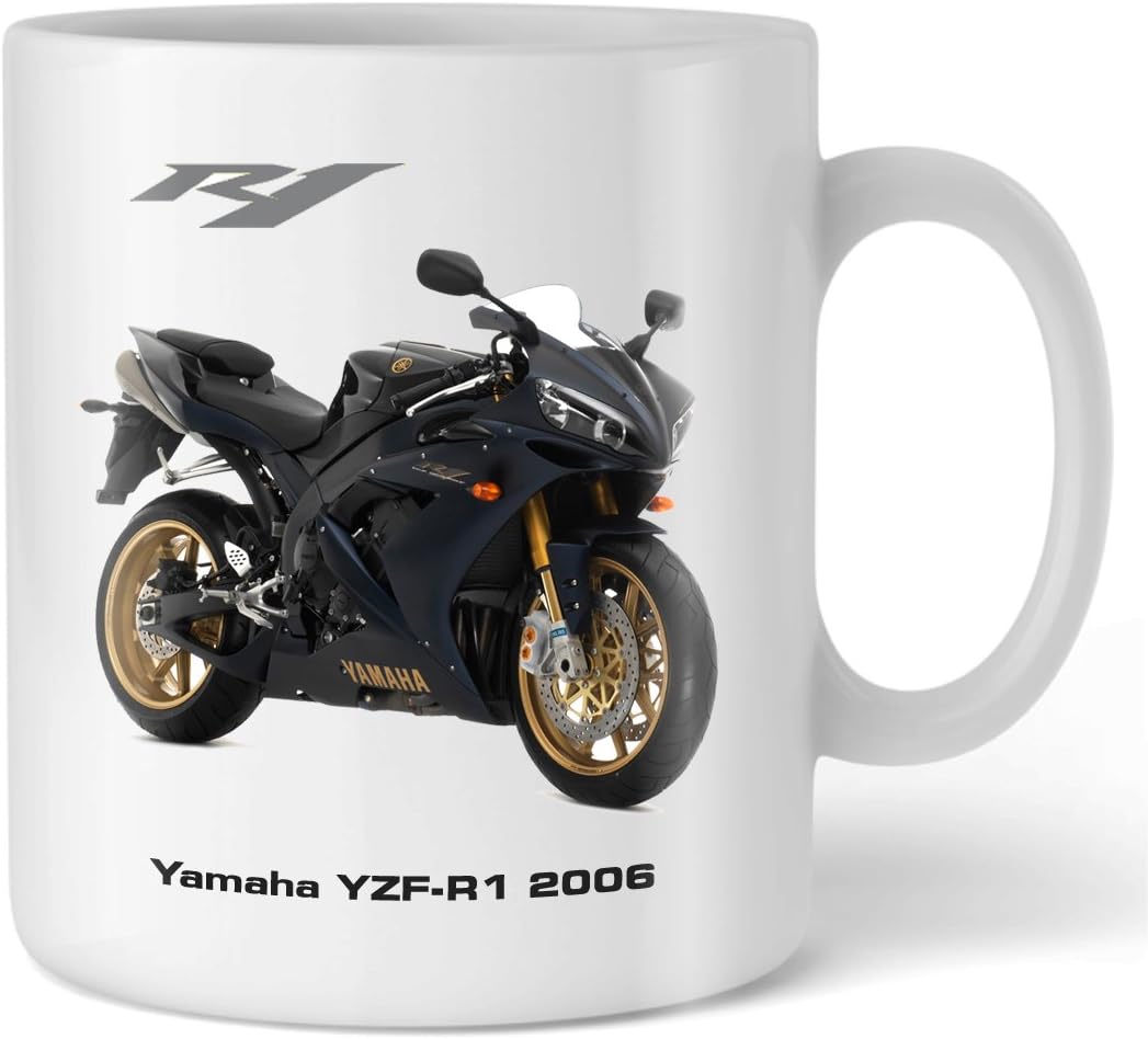 Motorbike Mug with YAMAHA YZF R1 Picture 2006 Black Special (CDM-YM06-R1-BLK) Motorcycle Gift