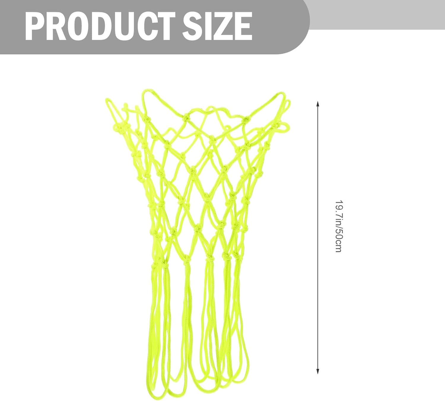 Luminous Basketball Net Replacement 12-Hook Extended 50cm Yellow Fluorescent Mesh Professional Outdoor Basketball Competition Use