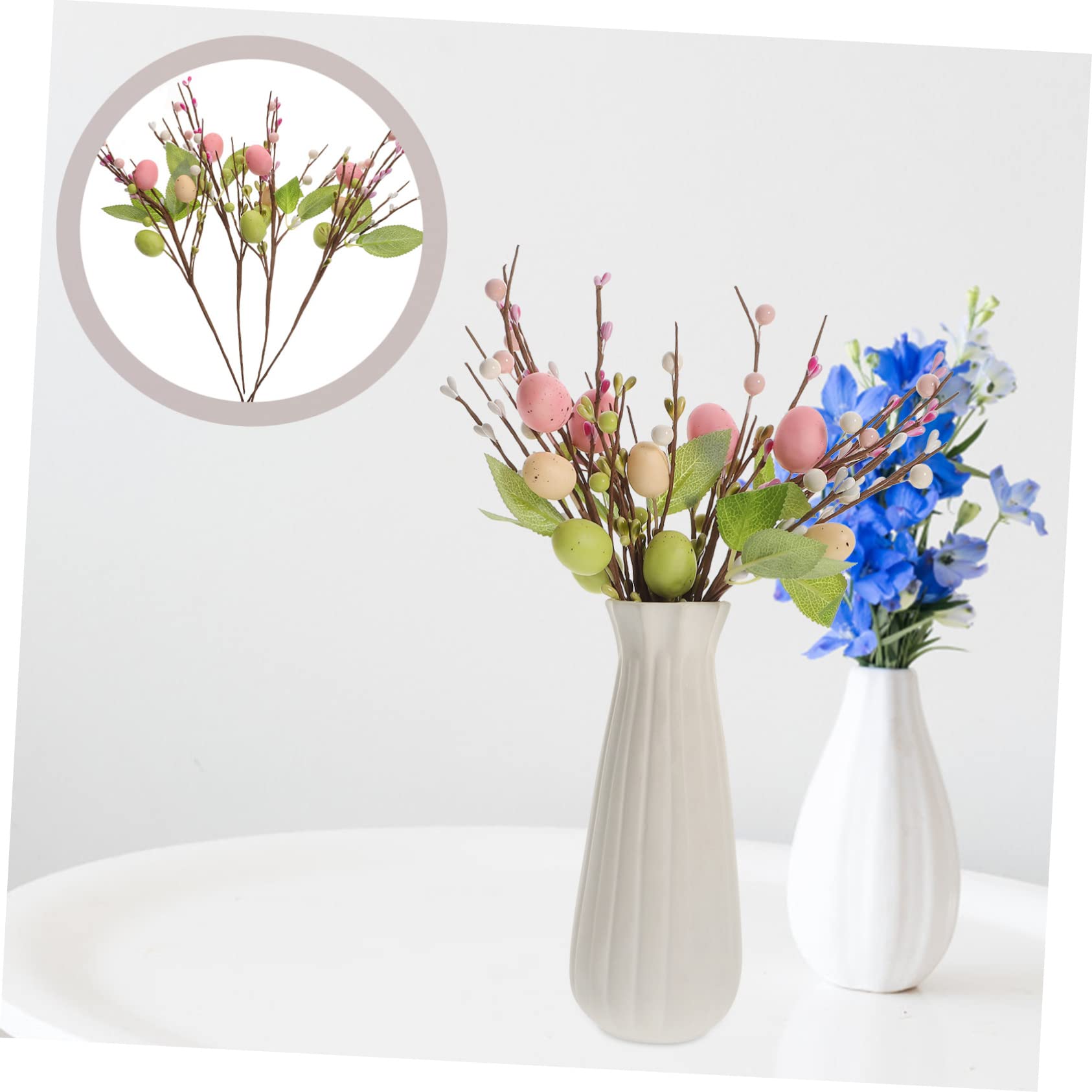 Cabilock 4Pcs Artificial Easter Egg Branches Faux Twig Floral Decoration for Home Decor Party Props and Easter Arrangements Unique Berry Picks for Festive Atmosphere