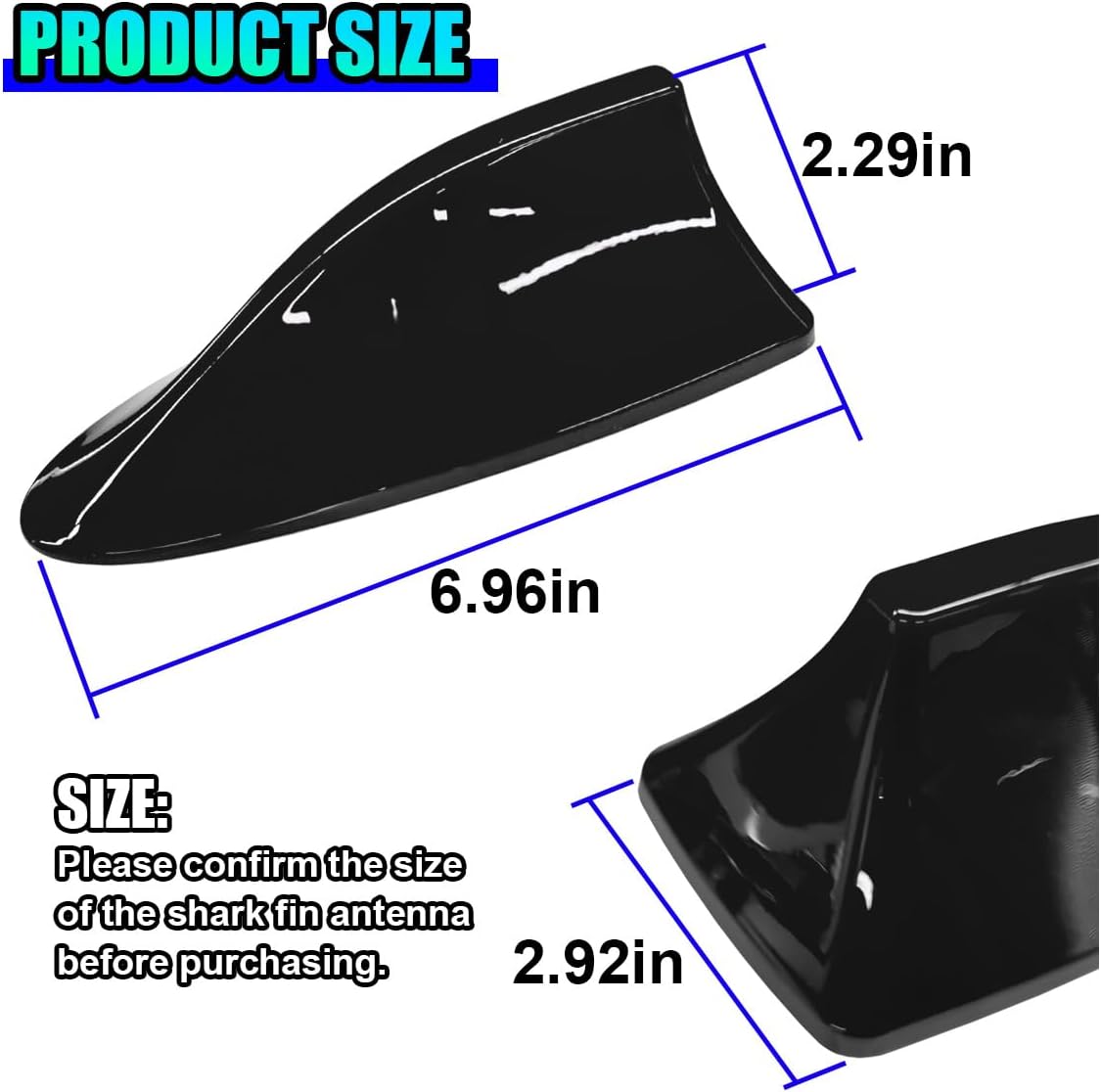 ZIMISI Car Shark Fin Antenna Cover, Plastic Auto Top Roof Mount Antenna Cover Replacement with Adhesive Tape, Universal Auto Signal Roof Aerial Decoration Accessories for Car SUV Truck (Black)