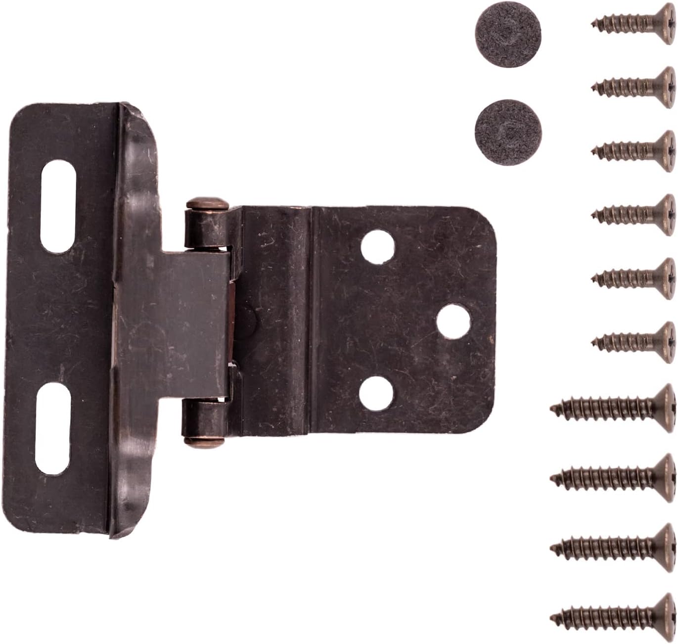 Hickory Hardware P61030F-VB-10B Self Closing Semi-Concealed Hinge 1/4 Inch Overlay, 3/8 Inch Inset - 170° Opening Angle Face Frame Cabinet Hardware Hinge Easy Installation Vintage Bronze 10 Pairs