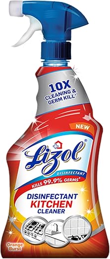 Lizol Kitchen Cleaner Spray – 450 ml | Suitable for all Kitchen Surfaces, Gas Stove, Countertop, Tiles, Chimney and Sink | Kills 99.9% germs