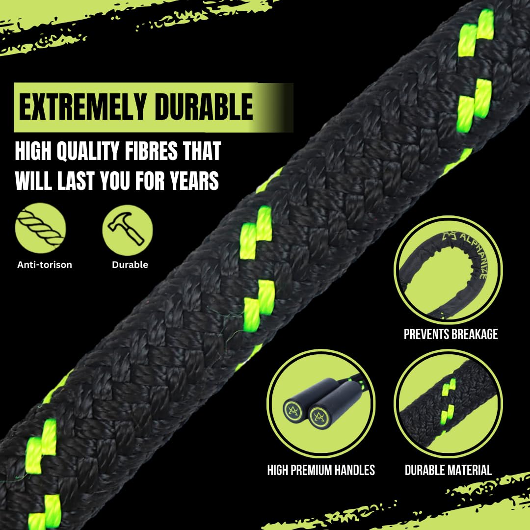 Schweres Springseil für Fitness, 1.4 kg, verbesserte drehbare Griffe, beschwertes Springseil, verstellbar für verschiedene Höhen, modernes, schlankes Design