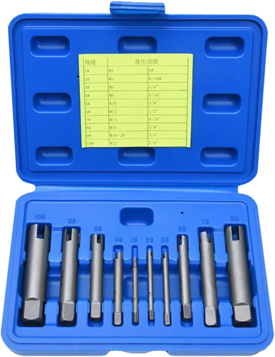 Alipis 10pcs Alloy Screw Extractor Kit Broken Thread Remover Tools Stripped Bolt Extractors for Industrial Repair and Home Maintenance