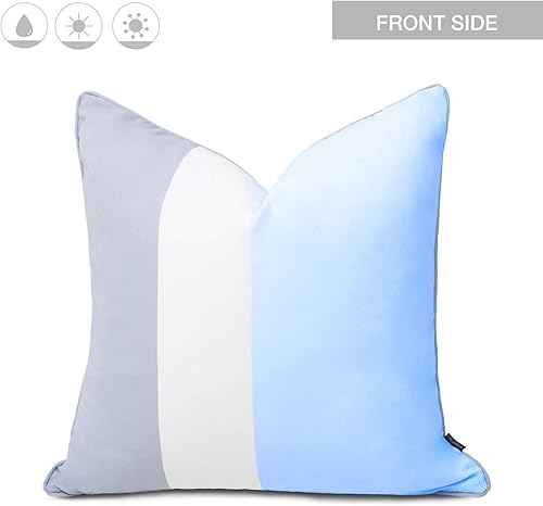 Miniatura 3 de Hofdeco Solo la funda de almohada con bloques de color para interiores y exteriores, resistente al agua para sofá de patio, sala de estar, rayas