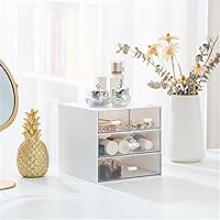 Vista 2 de Desk Organizer with Drawer, Desk Storage Box with 4 drawers, Desk Storage Box for, Desktop, Dressing table, Office, School, Home, Plastic Box(White)