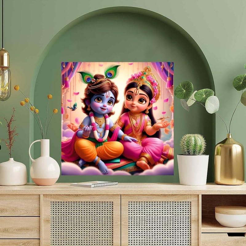 Image of British Terminal Cute little Bal Gopal Baby God Krishna| Kanha Ji | Laddu Lord Makhan Chor Painting Religious Poster for Pregnant Women for wall (matt thin vinyl,sticker,multicolor,unframed)| bj300