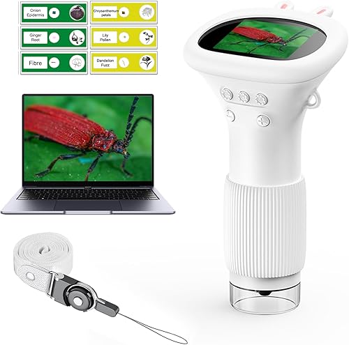Miniatura 8 de WINWEND Microscopio para niños - Lupa portátil de mano para niñas  Mini microscopio digital para niños juguetes educativos de ciencia  Edad 3, 4, 5,