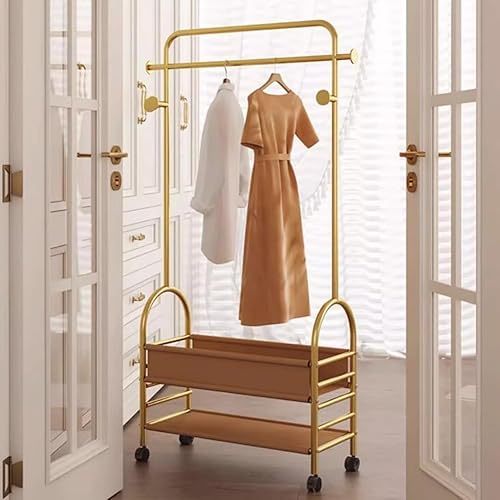Miniatura 2 de zktoermn 2 In 1 Garment Rack, Metal Frame Garment Racks Rolling Storage Cart Clothes Organizer Coat Rack for Home Bedroom Laundry Small Place