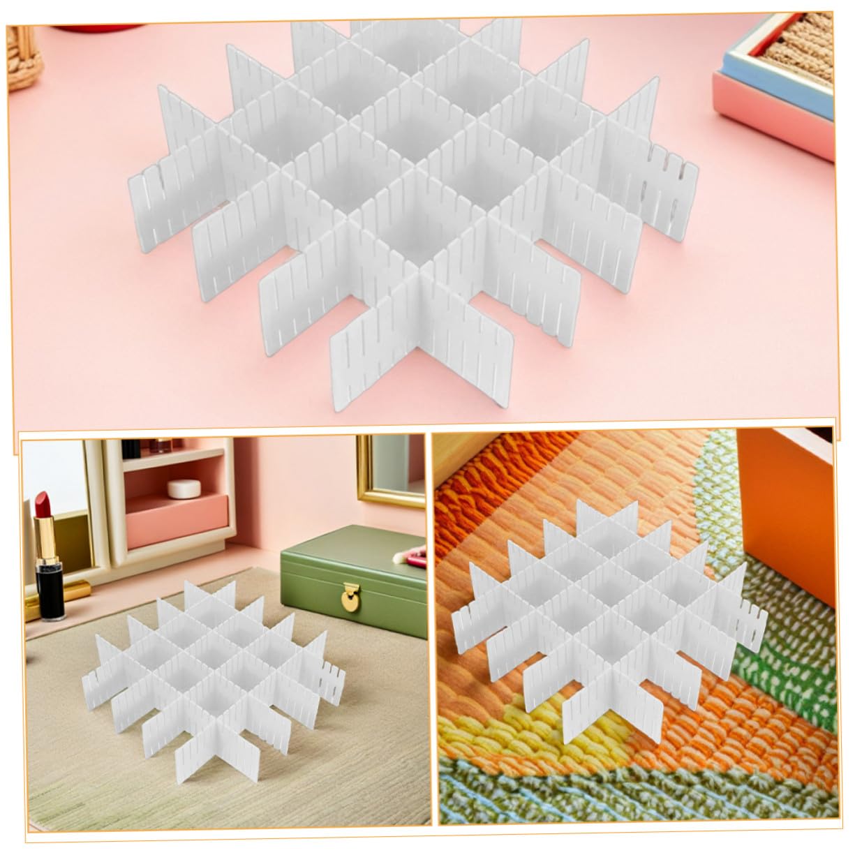 TOYANDONA 16 Pezzi Divisori in Plastica Regolabili Organizzatori Personalizzabili Griglia per Calze Biancheria e Trucco Ottimizzatori di Spazio per Ufficio Cucina e Camera da Letto