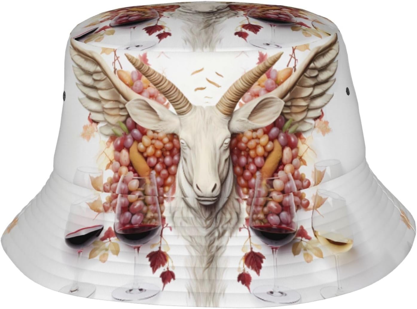 Wine Illustrations Prints Summer Outdoor Travel Bucket hat, a Beach Sun hat Suitable for Both Men and Women