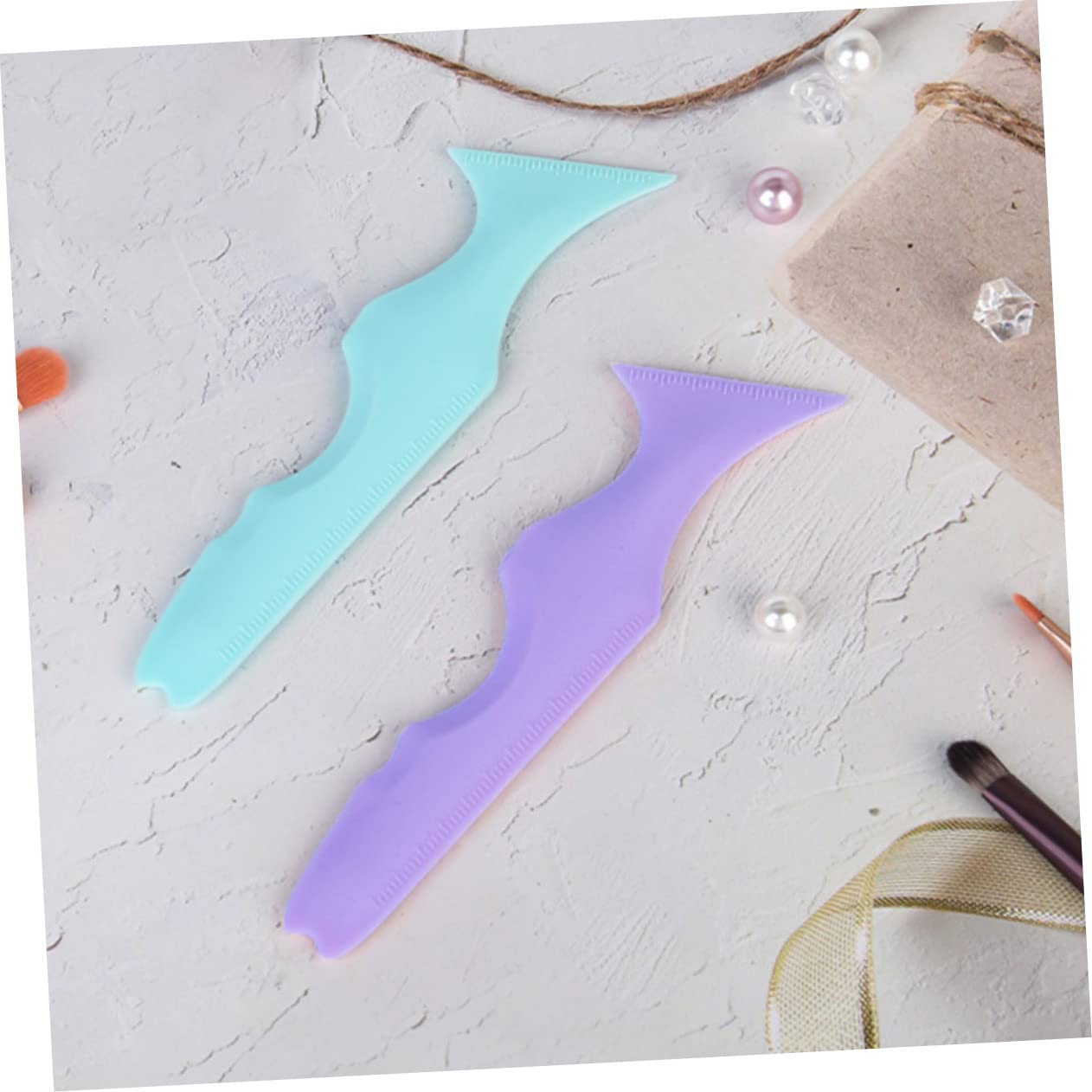 Housoutil 10 Pcs Silicone Beauté Règle Mascara Maquillage Aides Tuile Moules Silicone Eyeliner Stylo Fard À Paupières Guide Aide Débutants Sourcil Angle Sourcils Pochoirs Cils Mascara Avec