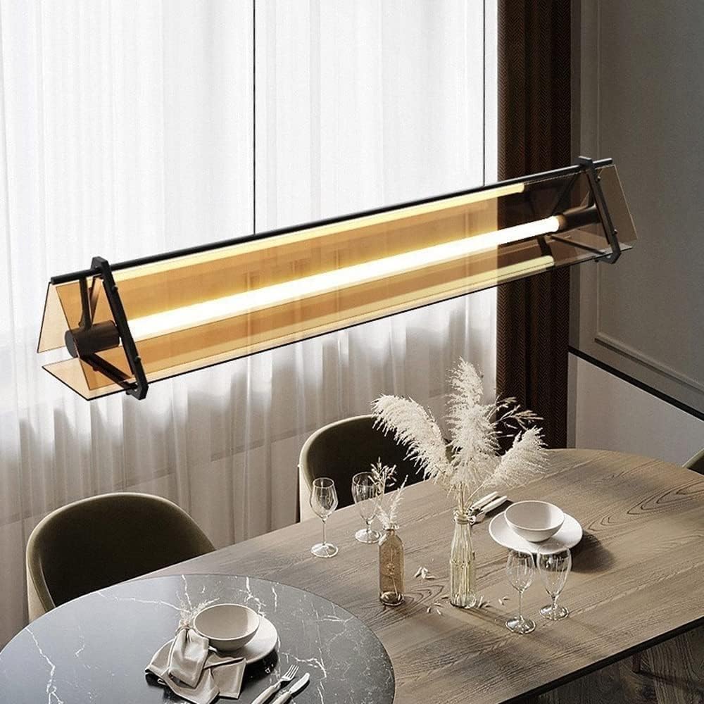 da da soffitto lineare geomet in Metallo postmoderno Color Ambra - Vetro temperato, Cintura trianare Creativa, Barra Luminosa a LED, Illuminazione Interna per Camera da Letto e Cucina