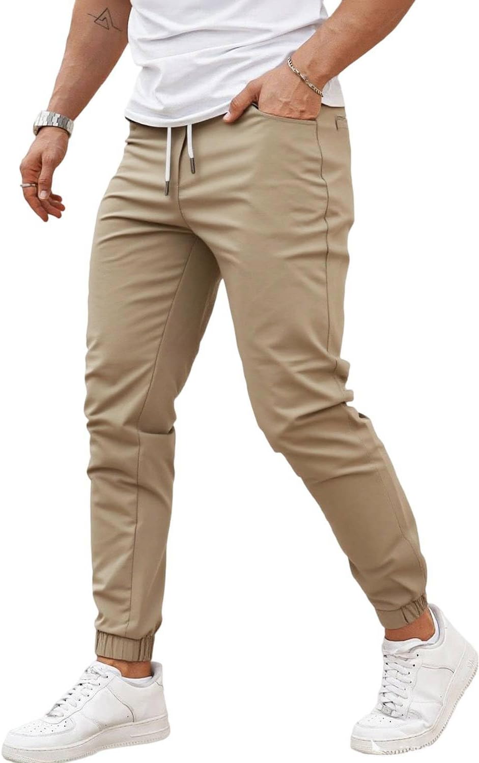 GINGTTO Mens Slim Fit Joggers Pants Elastic Waist Stretch Drawstring Tapered Leg