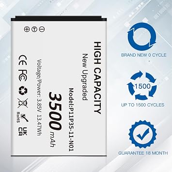 TI-84 Plus CE Battery, [3500mAh] High Capacity Replacement Battery Fits Texas Instruments TI 84 Plus CE, TI Nspire CX/CX II, P/N:P11P35-11-N01/3.7L, TI Nspire CX CAS/CX II CAS
