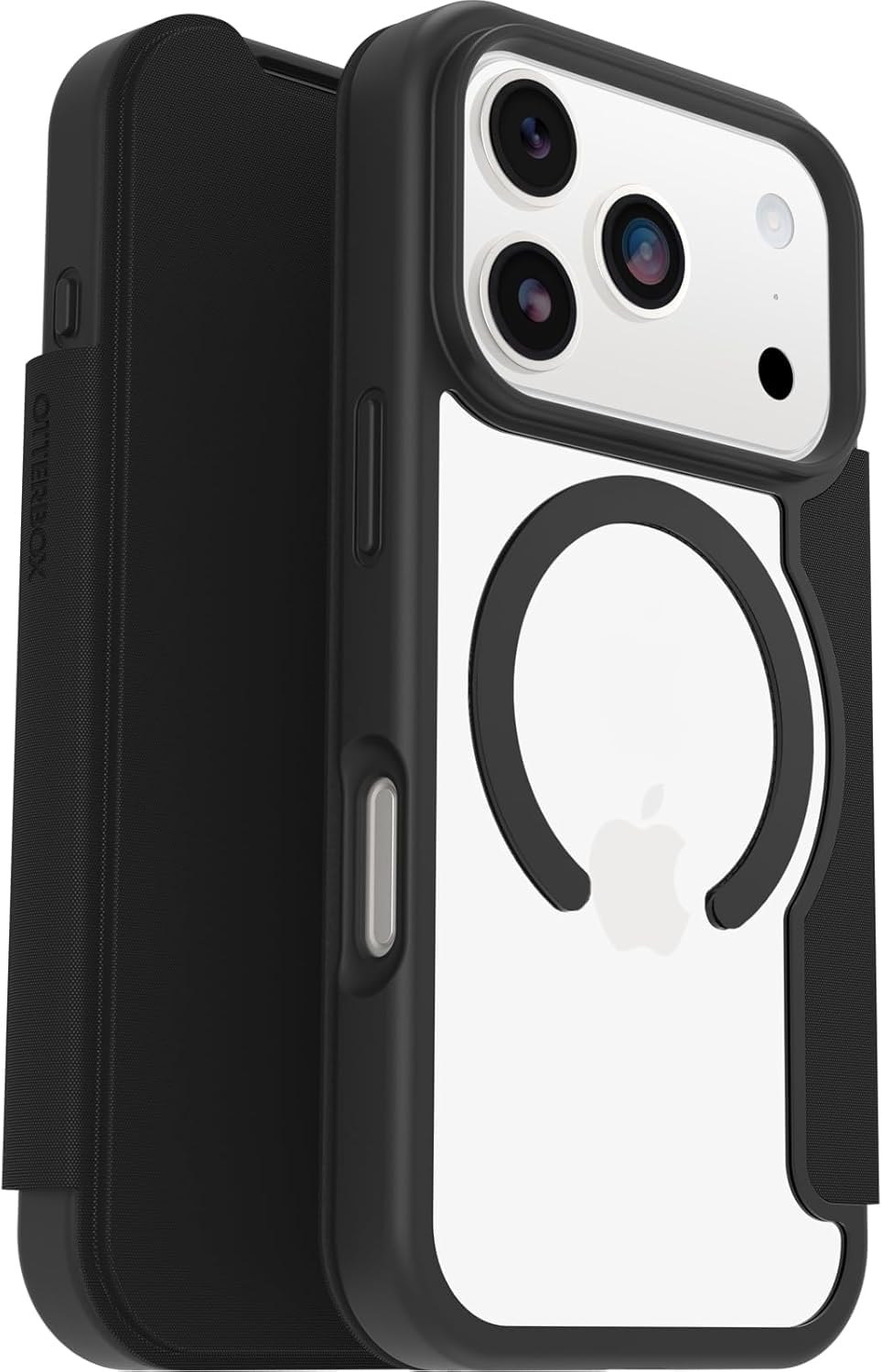 OtterBox React Series Folio MagSafe funda para iPhone 17 Pro, Testada según los Estándares Militares, Negro + OtterBox Glass Protector de Pantalla de Cristal Templado para iPhone 17 Pro