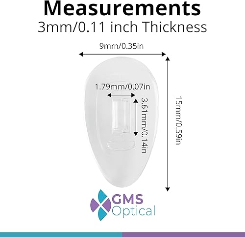 Miniatura 3 de GMS - Almohadillas de silicona para soporte de anteojos en la nariz con forma simétrica, 10, 2
