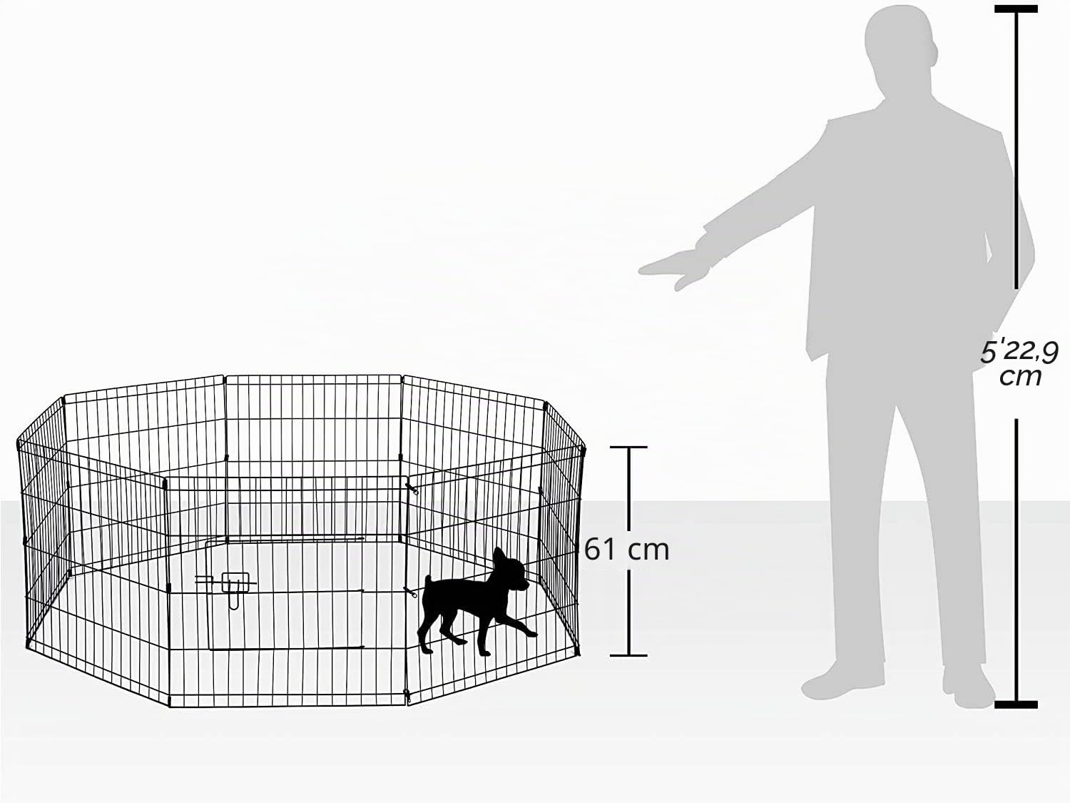 UNDERDOG Box a 8 pannelli adatto per cani/cuccioli/gatti e conigli, pieghevole, ideale per uso interno/esterno (61 cm, nero)