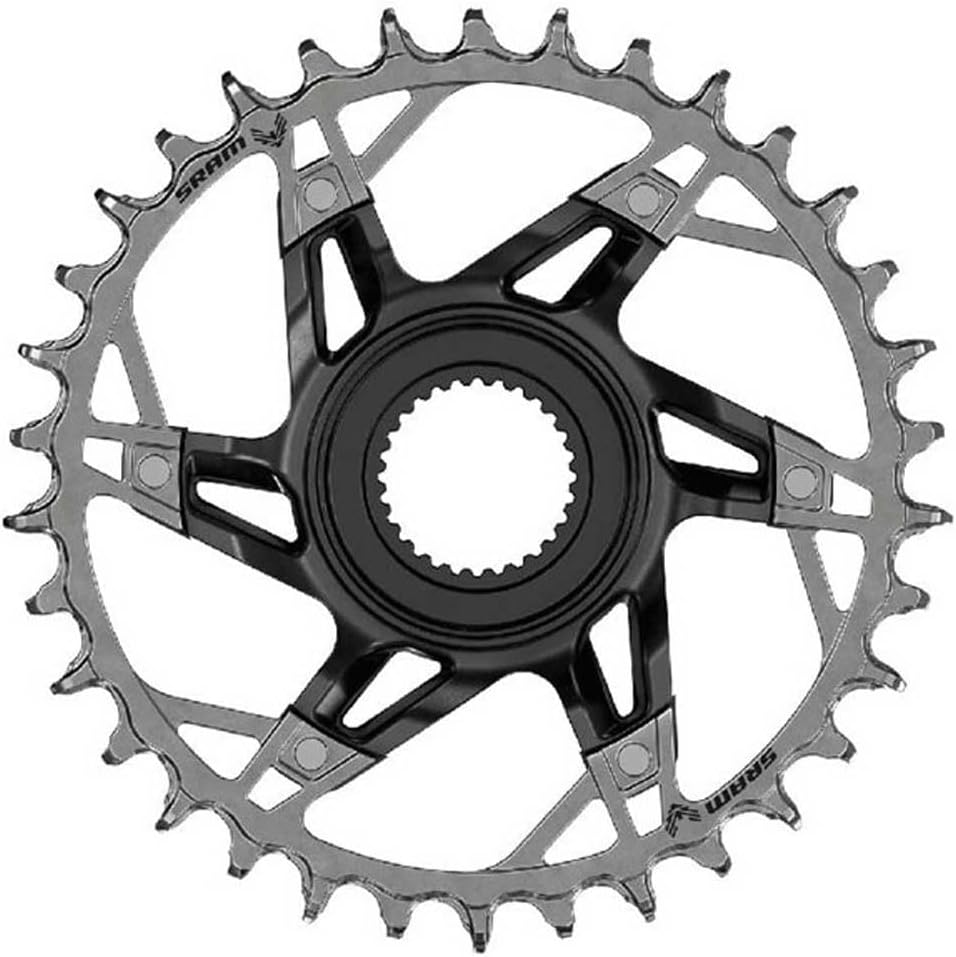 SRAM XX Eagle T-Type DM Chainring 34T for Gen 4 E-MTB | Aluminum/Steel, Narrow-Wide, Direct Mount, 12-Speed, Black/Silver